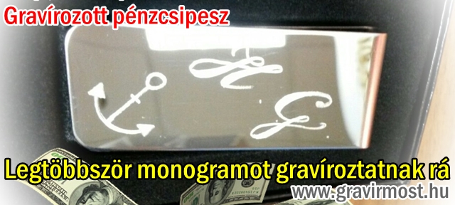 pénzcsipesz monogram fém